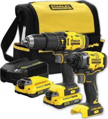 STANLEY SFMCK465D2S KIT BLACK DRILL SCREWDRIVER & IMPACT SCREWDRIVER 18V WITH 2 2AH BATTERIES AND CASE
